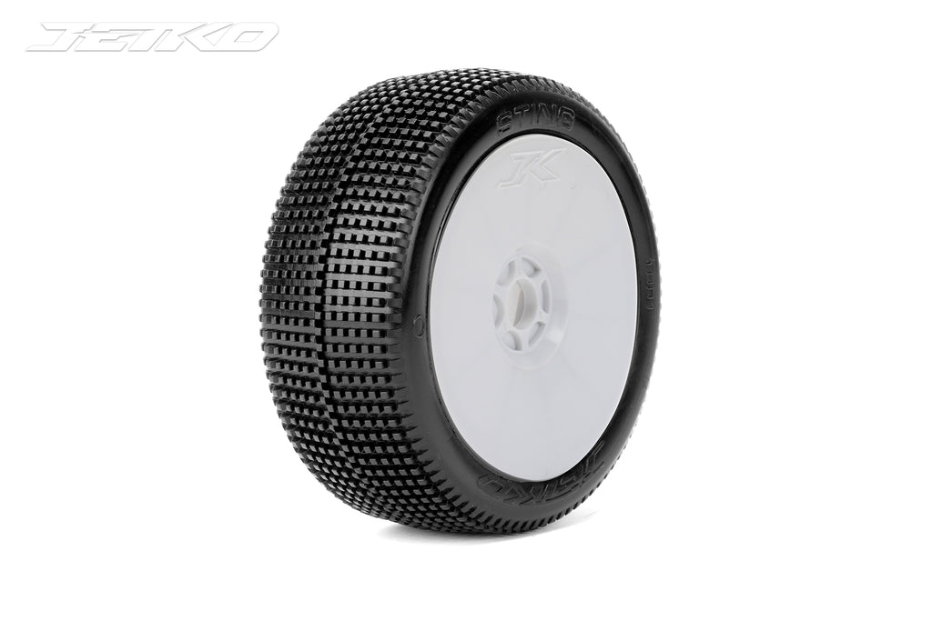 Jetko JKO1001DWSSG STING:1/8 Buggy/Dish/White Rim/Super Soft/Glued Pair (8499678380269)