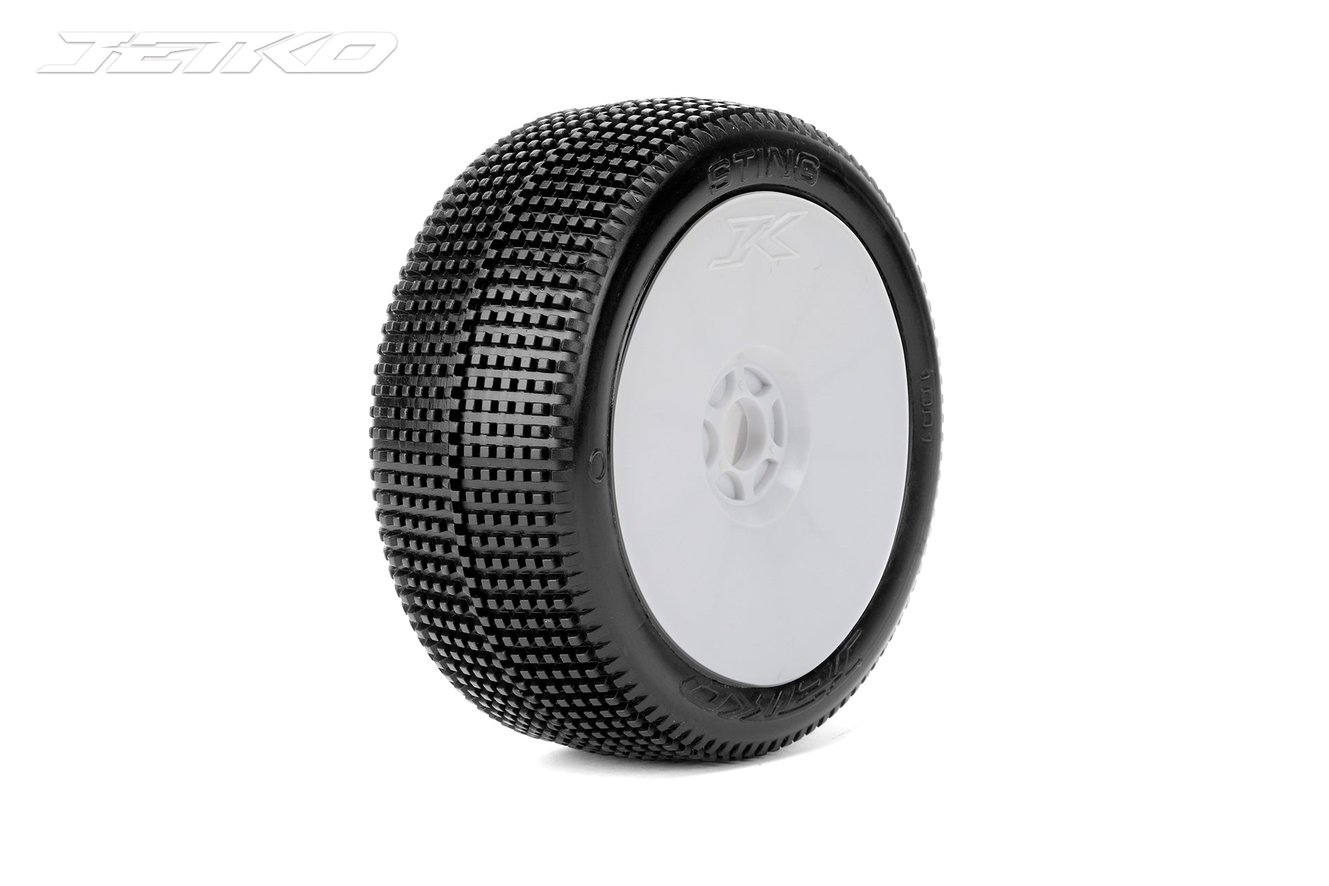 Jetko JKO1001DWSSG STING:1/8 Buggy/Dish/White Rim/Super Soft/Glued Pair (8499678380269)