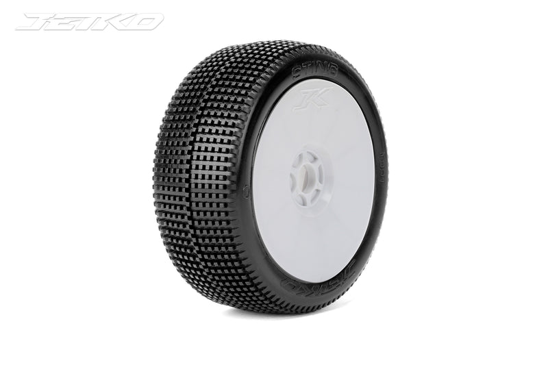 Jetko JKO1001DWSSG STING:1/8 Buggy/Dish/White Rim/Super Soft/Glued Pair - Hobby City NZ (8499678380269)