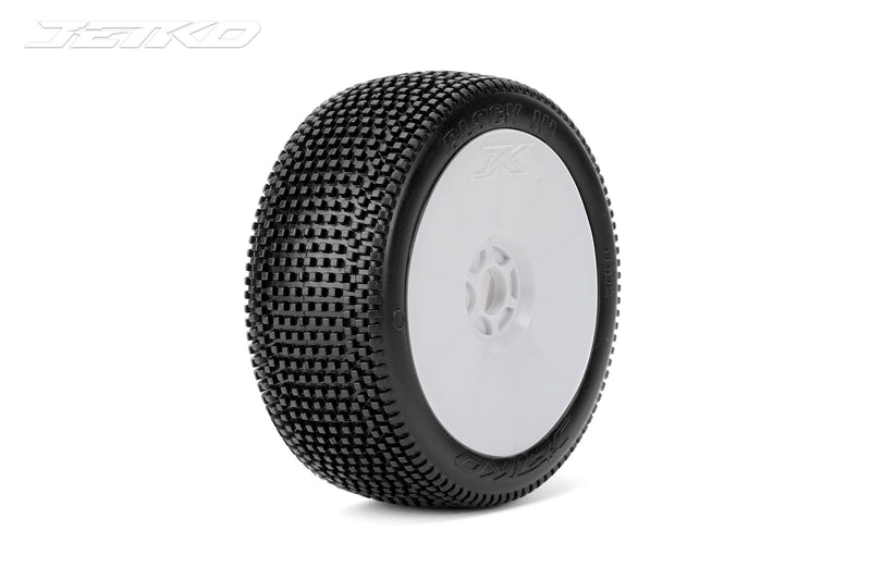 Jetko JKO1002DWSSG BLOCK IN: 1/8 Buggy/Dish/White Rim/Super Soft/Glued Pair - Hobby City NZ (8347090321645)