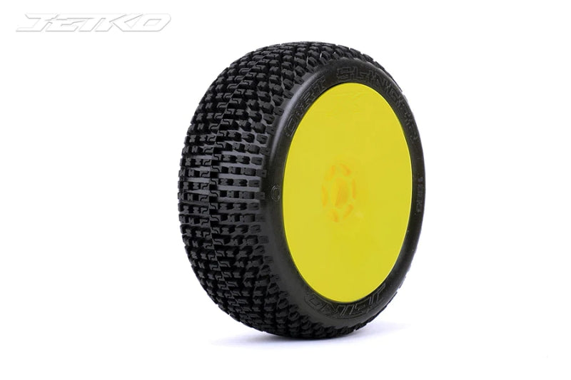 Jetko JKO1005DYUSG DIRT SLINGER: 1/8Buggy/Dish/Yellow Rim/Ultra Soft/Glued (8347090714861)