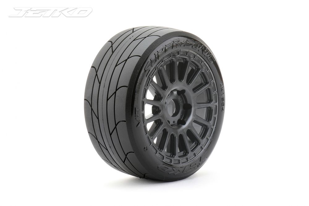 Jetko EX-Super Sonic Radia Rim Buggy Black Medium Soft Glued Belted RC Wheel & Tyre Set 1/8 Scale
