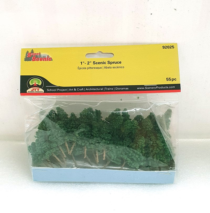 JTT Scenery 92025 25-50mm Econo-Spruces (55pk) (7716352164077)
