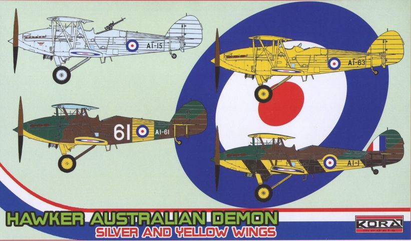 Kora Models Hawker Australian Demon Silver and Yellow Wings Aust