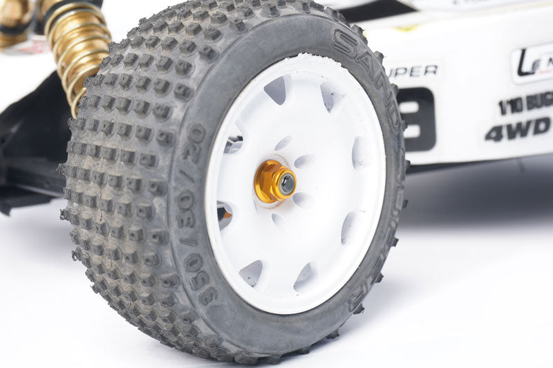 Koswork KOS04309 Kyosho M4 Aluminum Flanged Nylon Lock Nuts Gold (4) Mid/Turbo/Optima/Javelin/Ultima (9003639668973)