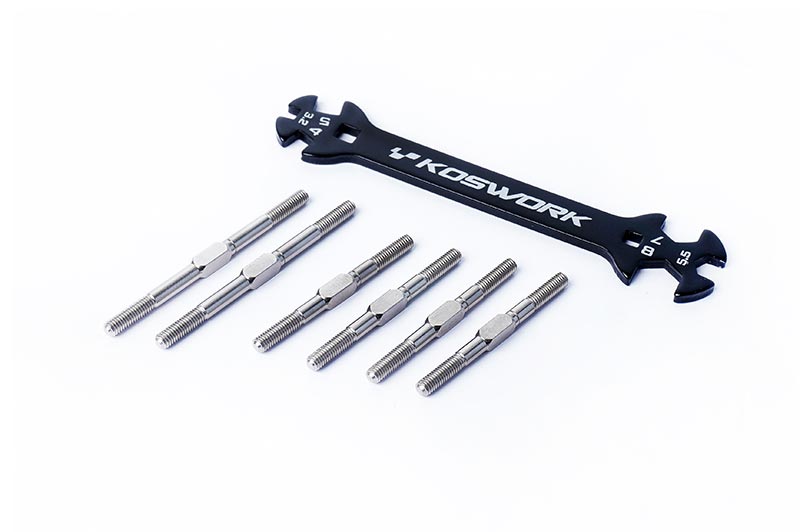 Koswork KOS04361-01 Kyosho Ultima Steel Heavy Duty Turnbuckle Set (6pcs, w/wrench) Ultima Series (9003640520941)