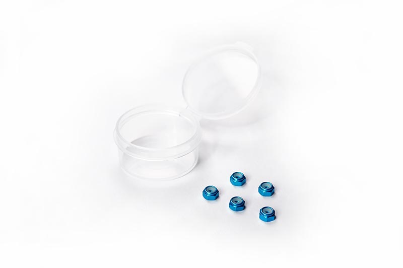 Koswork KOSN1009F M2 Aluminum Flanged Nylon Lock Nuts Blue (w/container) (5) - Hobby City NZ