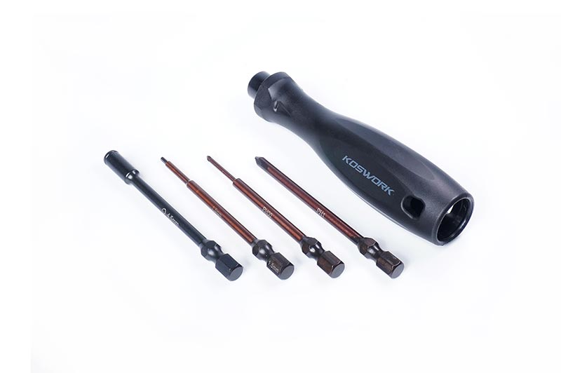 Koswork KOS13204-1/4MINI4 Mini-Z 4pcs Mini Car Tool Set (H1.5, N4.5, P00 & P1) 1/4" Drive Hex (9001934815469)