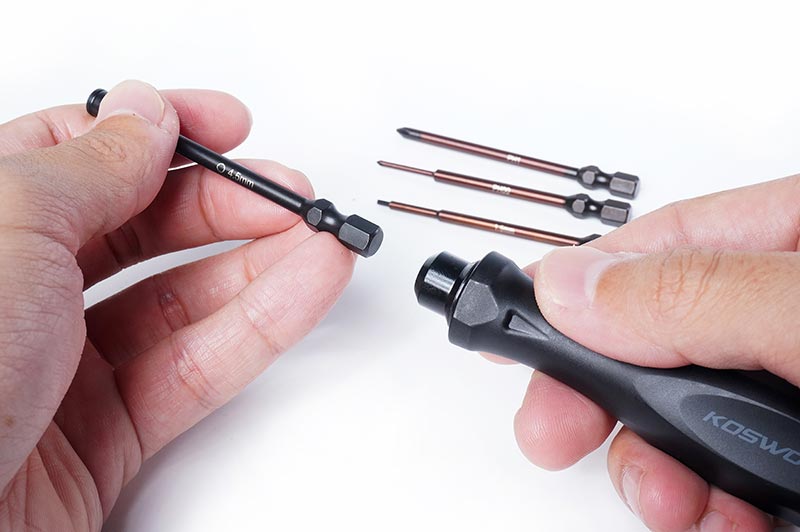 Koswork KOS13204-1/4MINI4 Mini-Z 4pcs Mini Car Tool Set (H1.5, N4.5, P00 & P1) 1/4" Drive Hex (9001934815469)