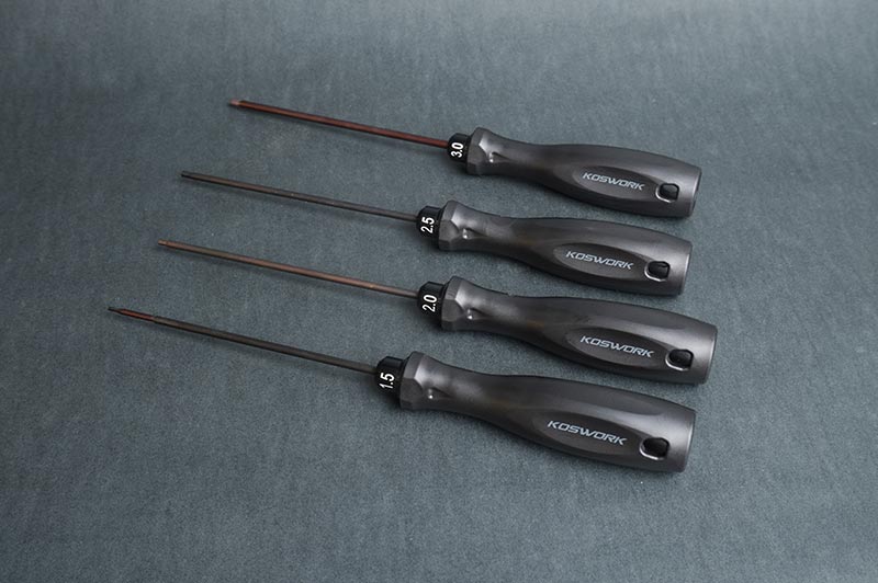Koswork Hex Wrench Set 1.5mm 2.0mm 2.5mm & 3.0mm with 120mm Tip Tool