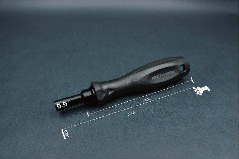 Koswork KOS13204-N55 Hard Coated Aluminum 5.5mm Compact Nut Driver (For 3mm nut) (9003644977389)