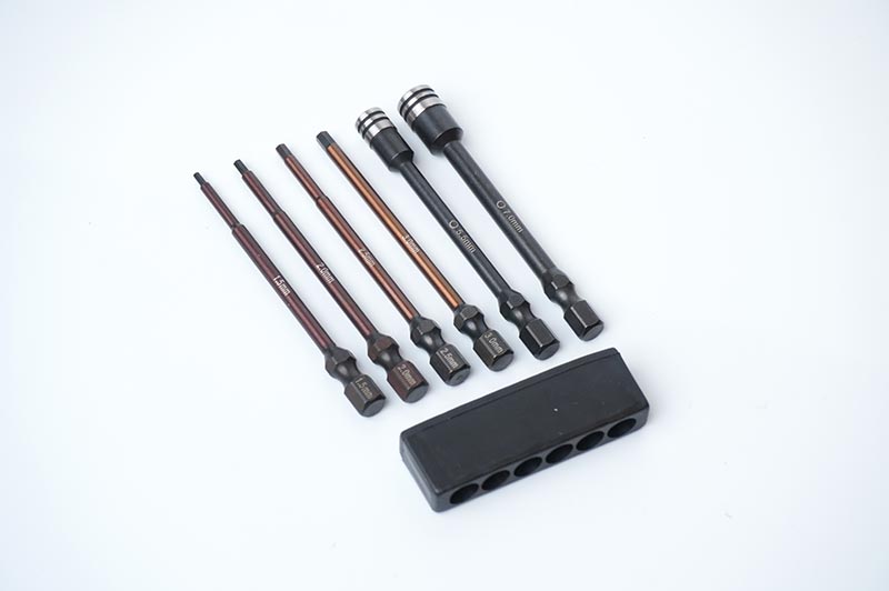 Koswork Nut Driver/Hex Wrench Tip Set 1.5, 2.0, 2.5, 3.0mm Hex & 5.5, 7mm Nut Driver 1/4in Drive Tool (3)