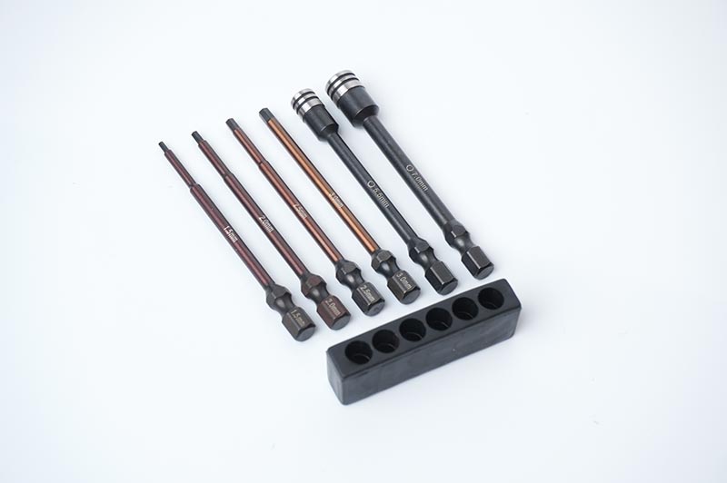Koswork Nut Driver/Hex Wrench Tip Set 1.5, 2.0, 2.5, 3.0mm Hex & 5.5, 7mm Nut Driver 1/4in Drive Tool