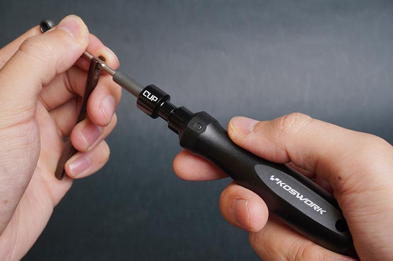 Koswork KOS13251-CUP Hard Coated Aluminum Ballcup Wrench (1/10) (Alum Tri Handle) (9001936486637)