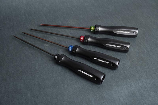 Koswork KOS13251-HSET4 Hex Wrench Set 1.5mm, 2.0mm, 2.5mm & 3.0mm (w/120mm Tip) (Alum. Tri Handle) (9003647598829)