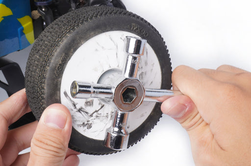 Koswork KOS13265 Glow Plug/Clutch Nut/Wheel Nut Cross Wrench (7, 8, 10, 12 & 17mm) (w/glow plug clip) (9001937305837)