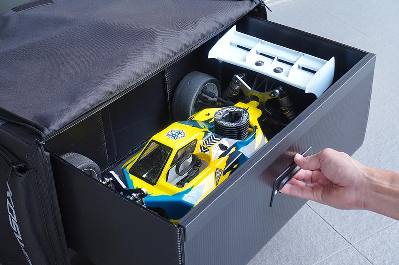 Koswork KOS32222PP 1/8 Compact 3 Drawer PP Frame Buggy/Onroad Car Bag (1/8, 1 Large & 2 Medium) (9003651760365)