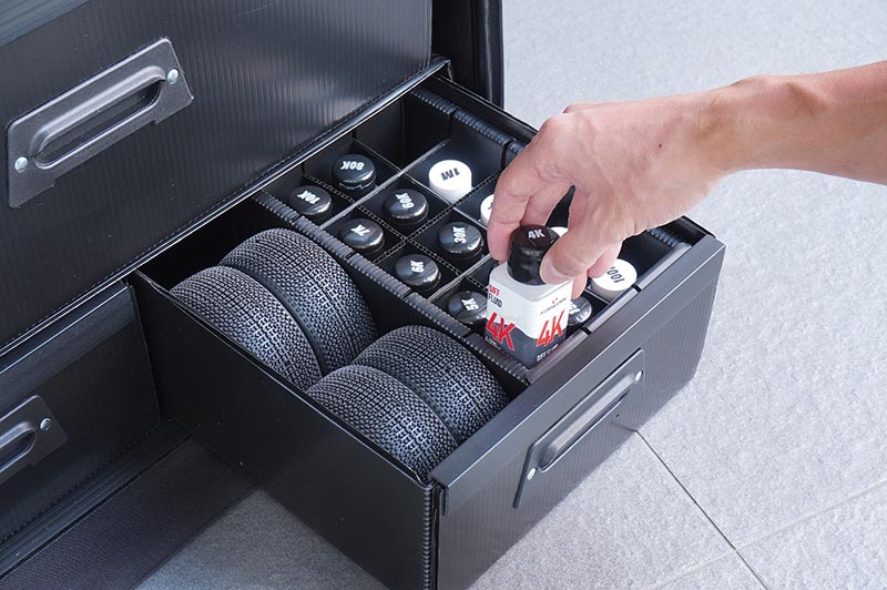 Koswork KOS32222PP 1/8 Compact 3 Drawer PP Frame Buggy/Onroad Car Bag (1/8, 1 Large & 2 Medium) (9003651760365)