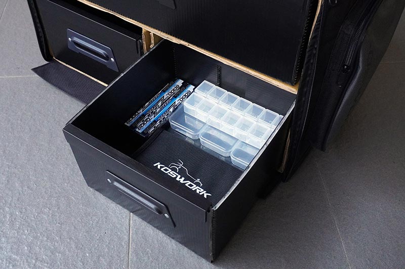 Koswork KOS32223 1/10 Compact 3 Drawer Touring Car Bag (1/10 Touring, 1 Large & 2 Medium) (9003651858669)