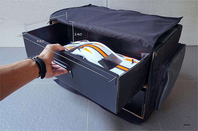 Koswork KOS32223 1/10 Compact 3 Drawer Touring Car Bag (1/10 Touring, 1 Large & 2 Medium) (9003651858669)