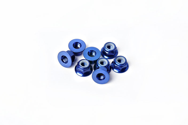 Koswork KOSN1004 M4 Aluminum Flanged Nylon Lock Nuts Blue (w/container) (8) (9003677352173)