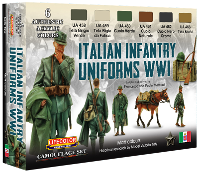 LifeColor CS50 Italian Infantry Uniforms WWI 6 Colour Acrylic Paint Set - Hobby City NZ (8966375047405)