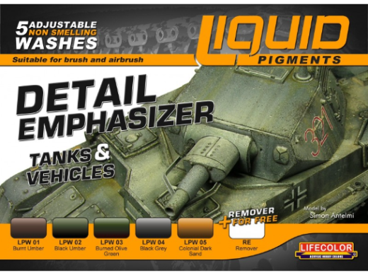 LifeColor LP01 Liquid Pigments Tanks & Vehicles (5 Wash Set) - Hobby City NZ (8966377341165)