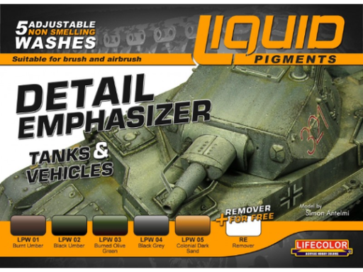 LifeColor LP01 Liquid Pigments Tanks & Vehicles (5 Wash Set) - Hobby City NZ (8966377341165)