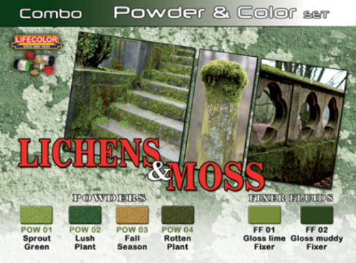 LifeColor SPG06 Lichens & Moss Powder & Color Acrylic Paint Set - Hobby City NZ (8966378193133)