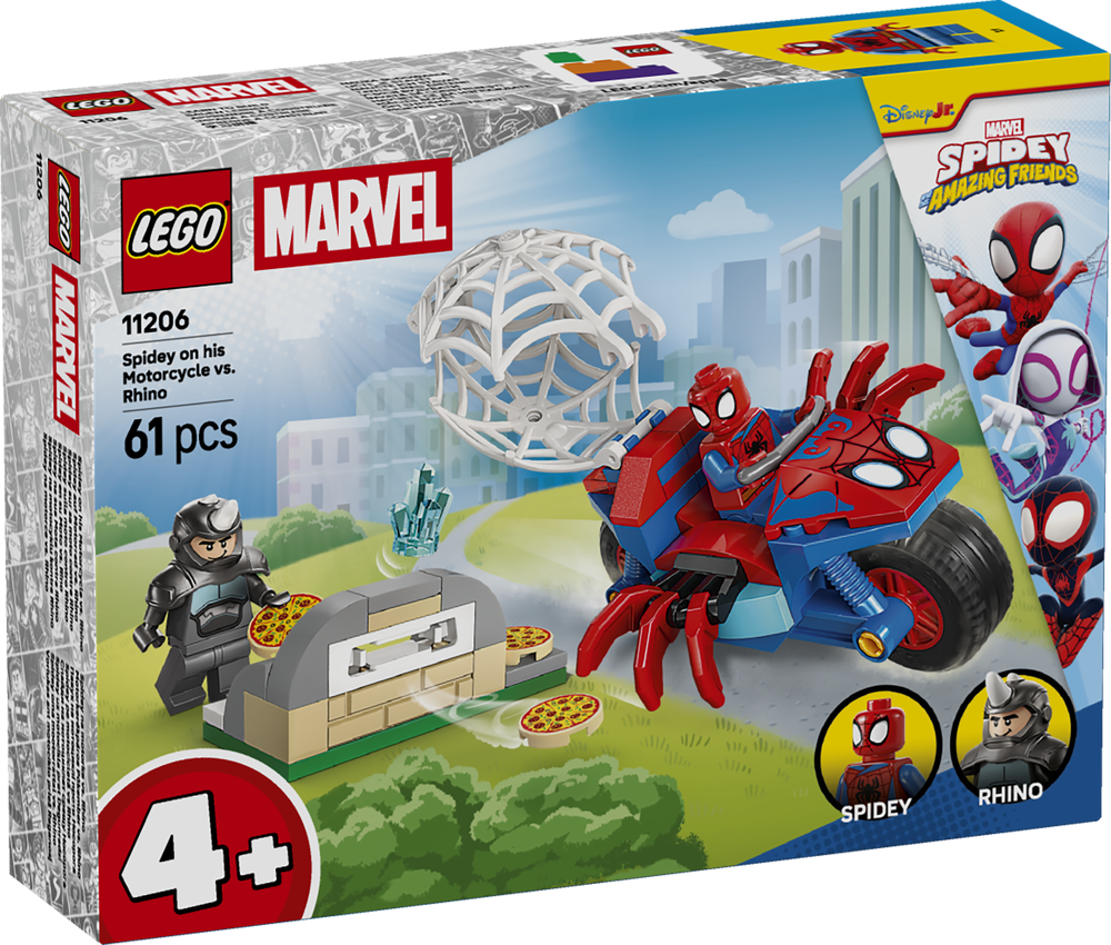 LEGO Spidey on his Motorcycle vs. Rhino 11206