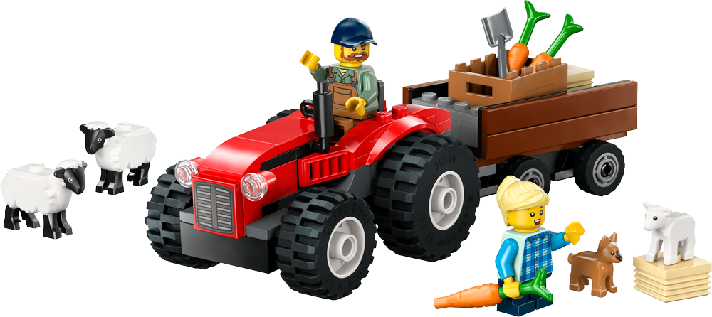 LEGO CITY Red Farm Tractor with Trailer & Sheep 60461 (2)