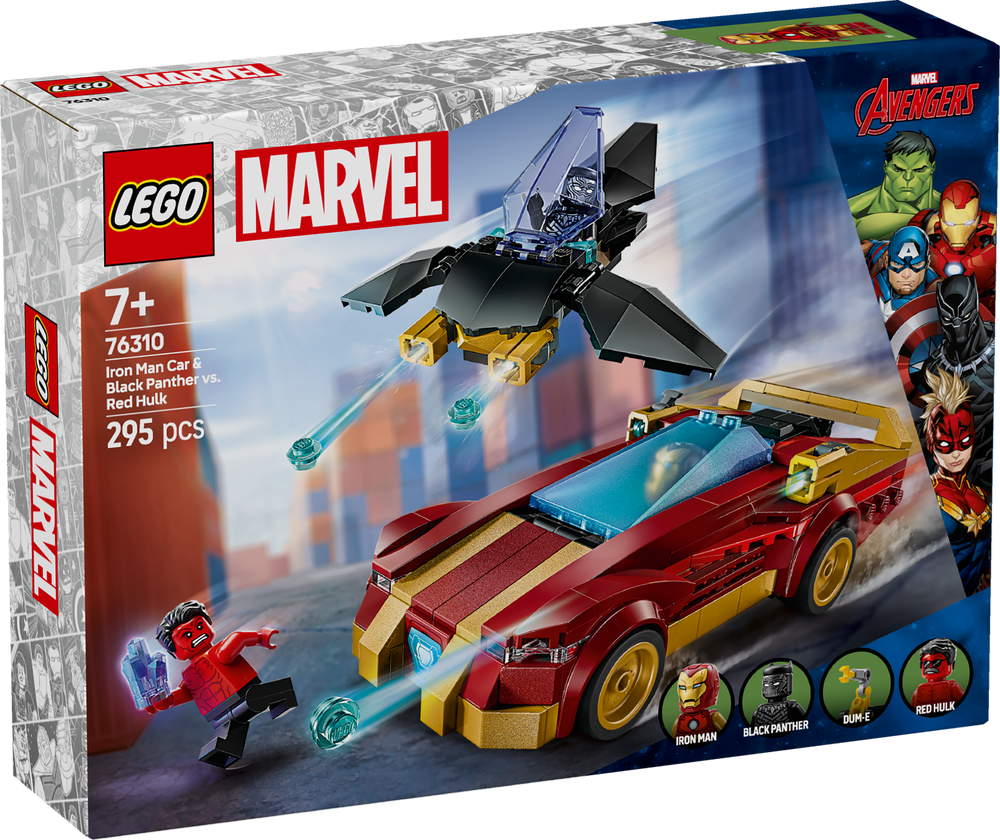 LEGO Super Heroes Marvel Iron Man Car & Black Panther vs. Red Hul 76310