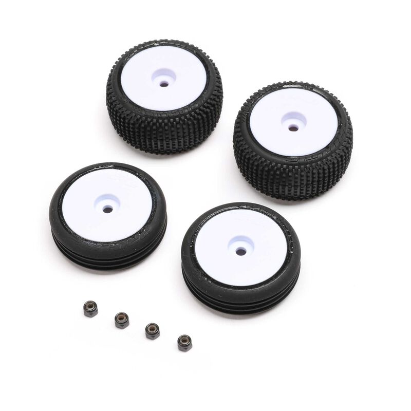 Losi LOS1763 Micro-B Mounted Wheels and Tires, White