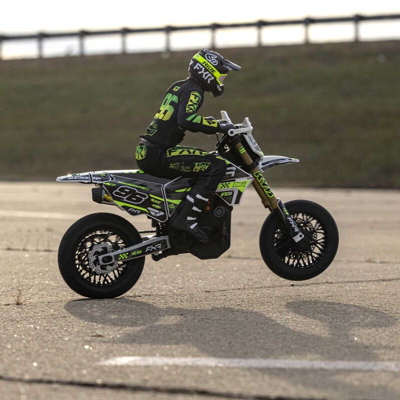 LOSI LOS-2272 Promoto-SM 1/4 Super Moto Motorcycle FXR White: RTR Basic (Requires Battery and Charger) (8949817999597)