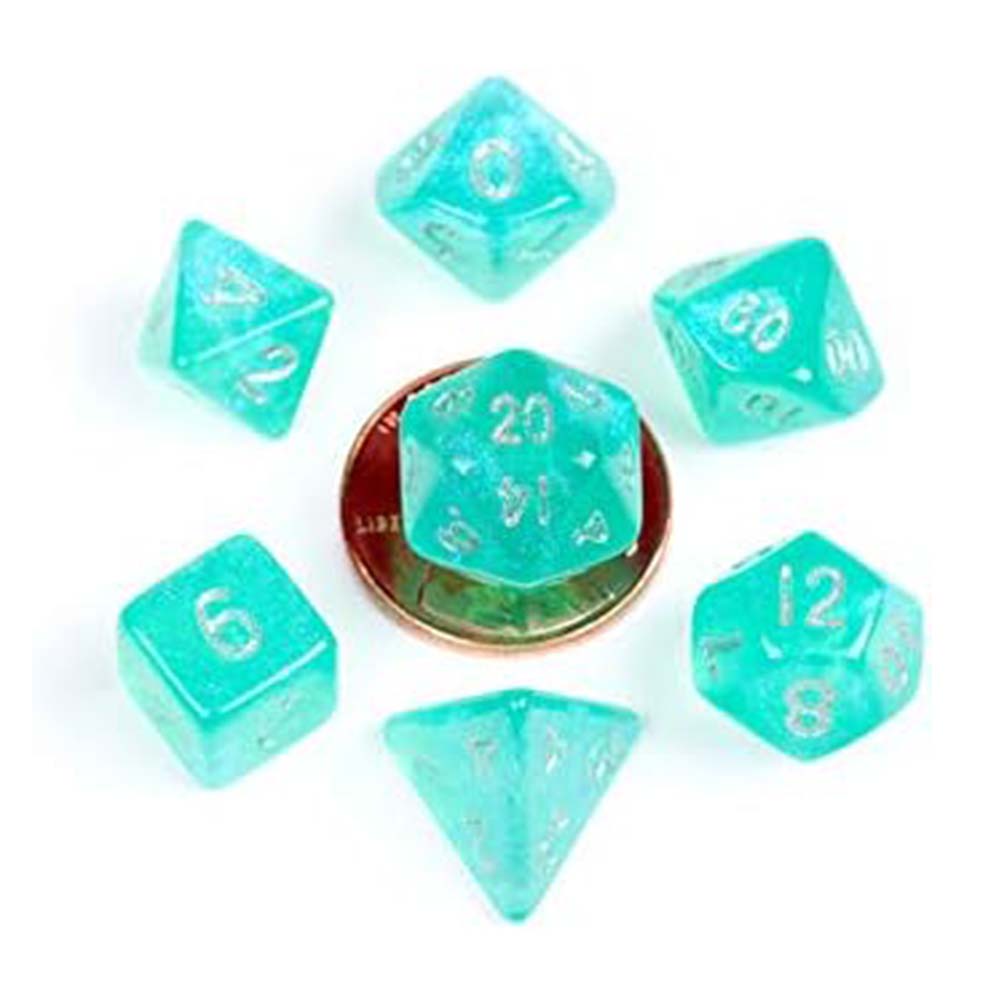 MDG Acrylic Dice: Stardust Turquoise Poly Set
