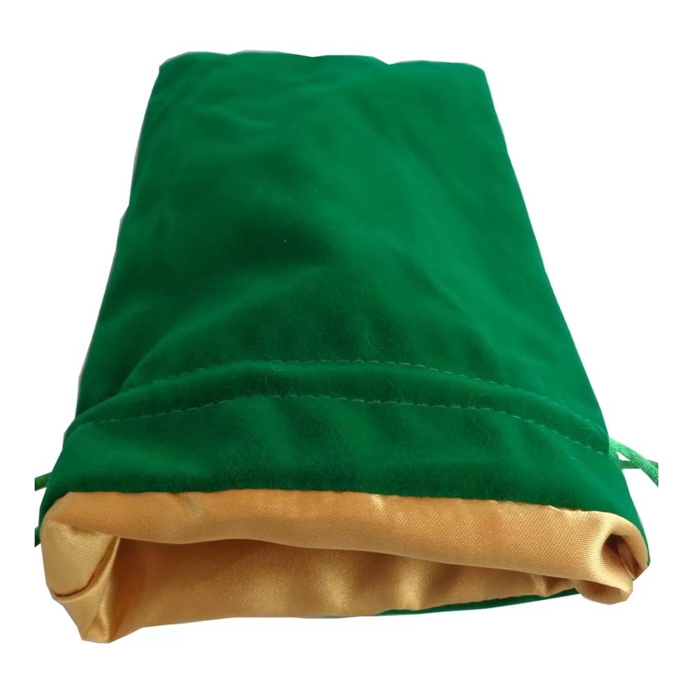 MDG Dice Bag Large Green Velvet with Gold Satin