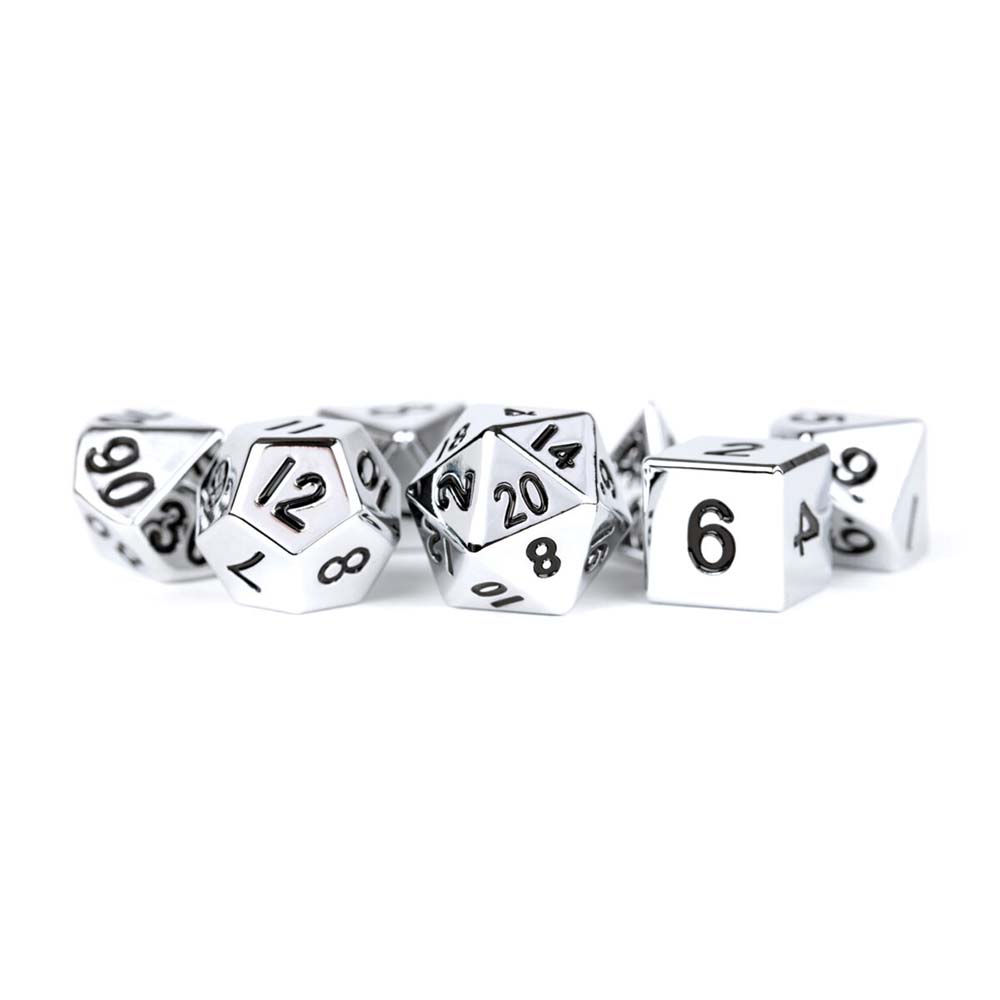 MDG Metal Dice: Silver 16mm Poly Set