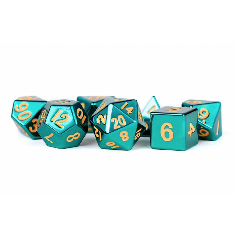 MDG Metal Dice: Turquoise 16mm Poly Set