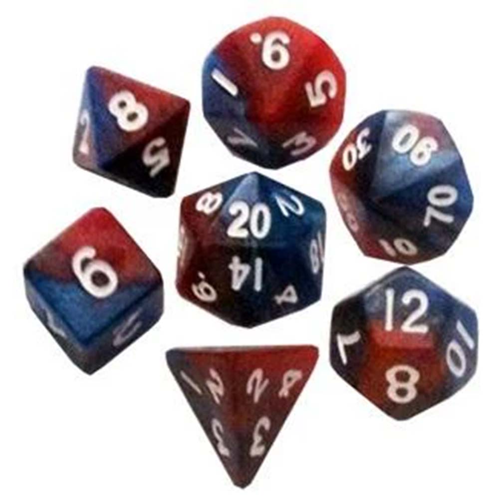 MDG Mini Polyhedral Dice Set: Red/Blue w/ White Numbers