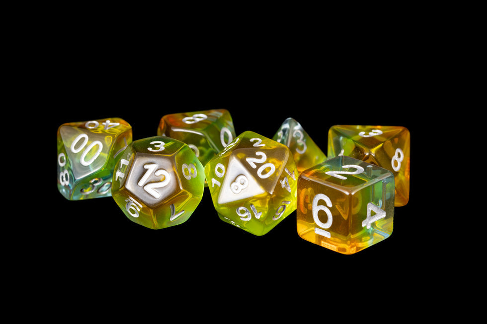 MDG 16mm Resin Polyhedral Dice Set Yellow Aurora - MDG662