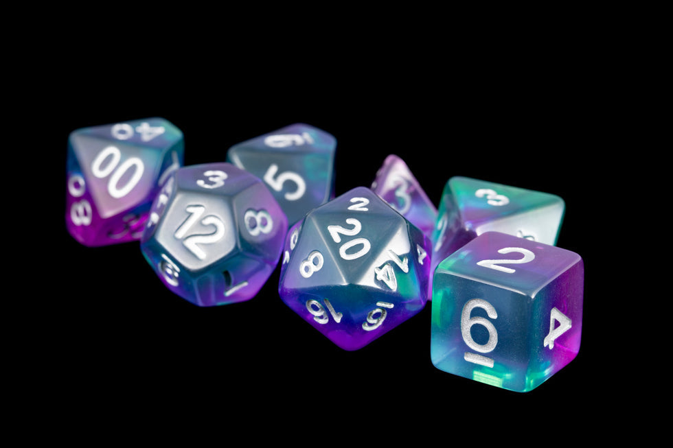 MDG 16mm Resin Polyhedral Dice Set Blue Aurora - MDG627