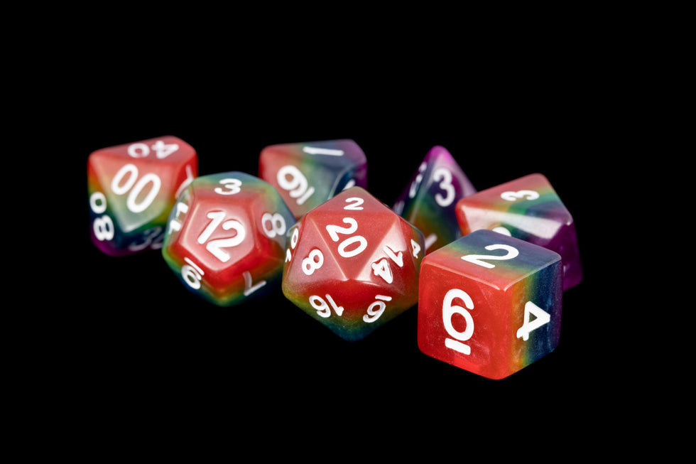 MDG 16mm Resin Polyhedral Dice Set Rainbow - MDG667