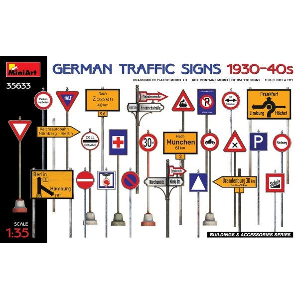MiniArt 35633 1/35 GERMAN TRAFFIC SIGNS '30/40's (7759543894253)