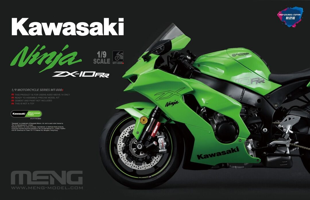 Meng MT-008s 1/9 Kawasaki Ninja ZX-10RR (Pre-colored Edition) - Hobby City NZ