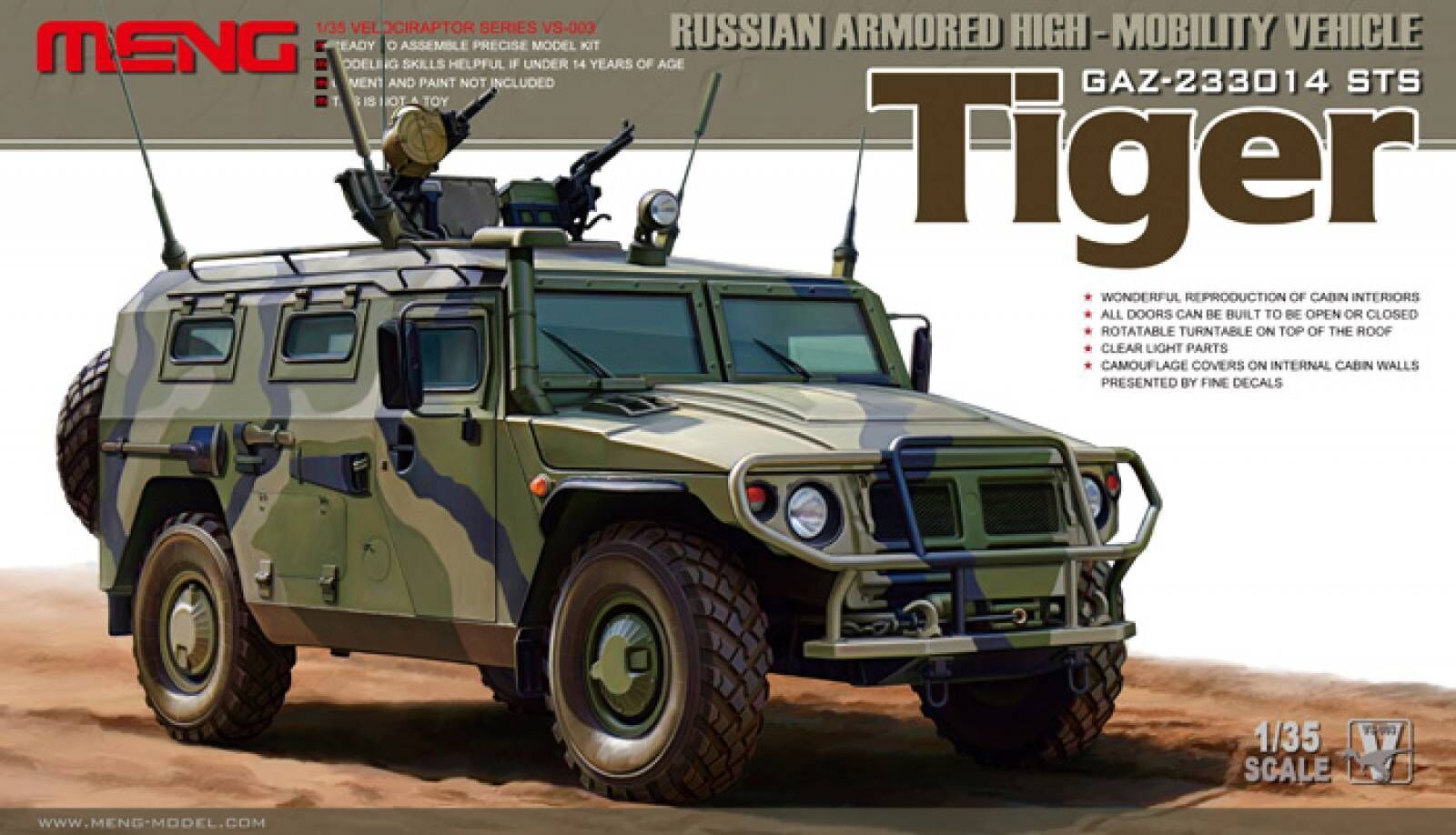 Meng VS-003 1/35 Russian Armored High-Mobility Vehicle Tiger GAZ 233014 STS (8967468581101)