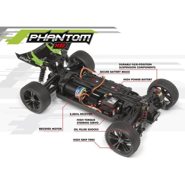 Maverick MV150075 1/10 Phantom XB 4WD Racing Buggy RTR Green (8144089776365)