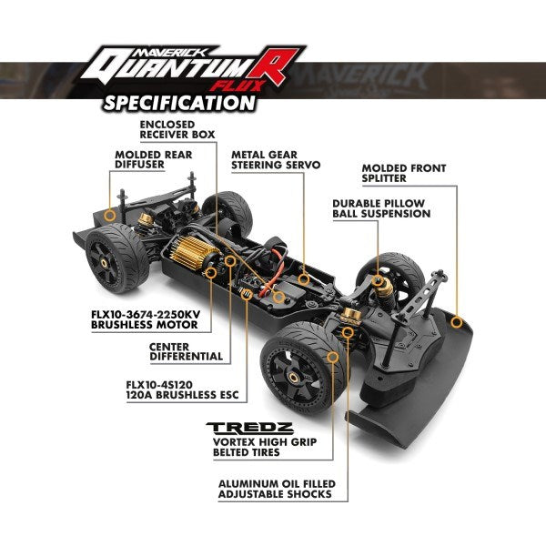 Maverick MV150351 1/8 QuantumR FLUX 4S 4WD Race Truck RTR Gunmetal Grey (7932606349549)
