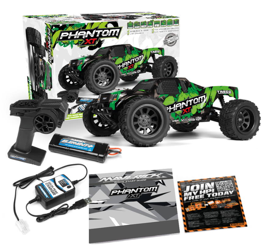 Maverick 150600 1/10 Phantom XT Green with Battery & Chargerh (8503304847597)