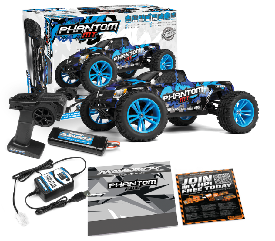 Maverick 150603 1/10 Phantom MT Bluee with Battery & Chargerh (8503304814829)
