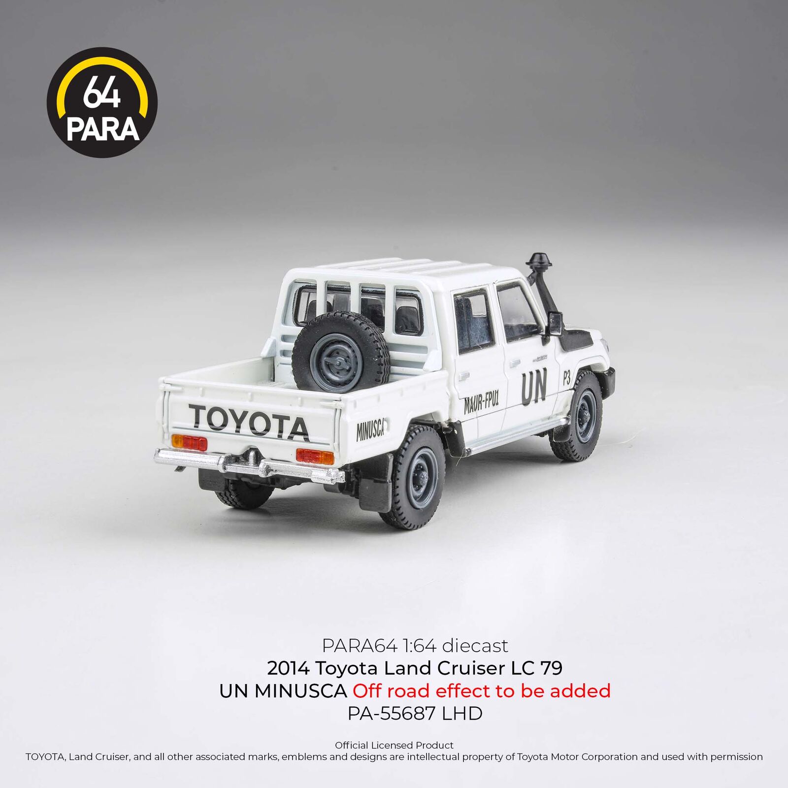 Para64 PA-55687 2014 Toyota Land Cruiser LC79 UN MINUSCA Off Road Effect LHD Diecast Model Car